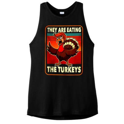 They Are Eating Turkey Funny Donald Trump Thanksgiving Ladies PosiCharge Tri-Blend Wicking Tank