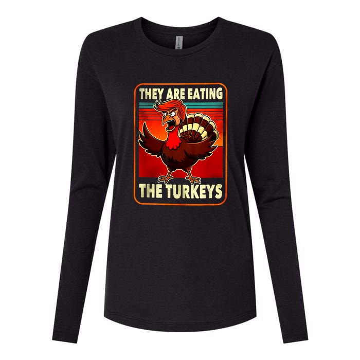 They Are Eating Turkey Funny Donald Trump Thanksgiving Womens Cotton Relaxed Long Sleeve T-Shirt