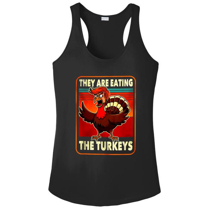 They Are Eating Turkey Funny Donald Trump Thanksgiving Ladies PosiCharge Competitor Racerback Tank