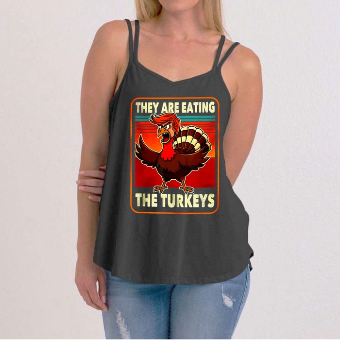 They Are Eating Turkey Funny Donald Trump Thanksgiving Women's Strappy Tank