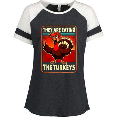 They Are Eating Turkey Funny Donald Trump Thanksgiving Enza Ladies Jersey Colorblock Tee