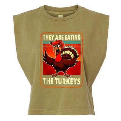 They Are Eating Turkey Funny Donald Trump Thanksgiving Garment-Dyed Women's Muscle Tee