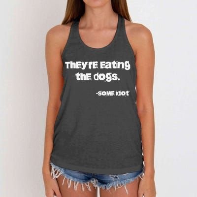 They Are Eating The Dogs Gift Women's Knotted Racerback Tank