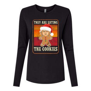 They Are Eating The Cookies Christmas Trump Humor Kamala Womens Cotton Relaxed Long Sleeve T-Shirt