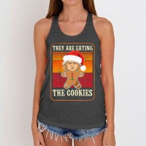 They Are Eating The Cookies Christmas Trump Humor Kamala Women's Knotted Racerback Tank