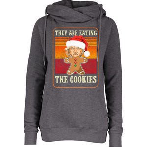 They Are Eating The Cookies Christmas Trump Humor Kamala Womens Funnel Neck Pullover Hood