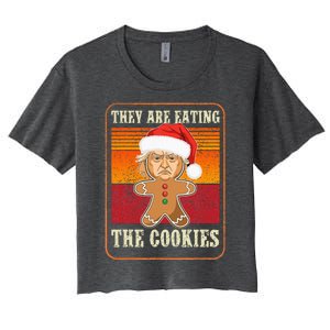 They Are Eating The Cookies Christmas Trump Humor Kamala Women's Crop Top Tee