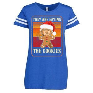 They Are Eating The Cookies Christmas Trump Humor Kamala Enza Ladies Jersey Football T-Shirt