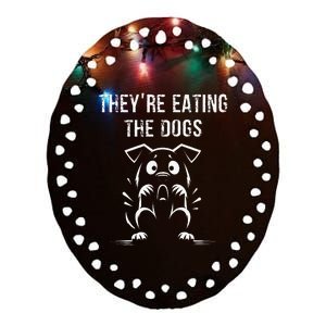 They Are Eating Dogs Vote For Kamala Harris Ceramic Oval Ornament