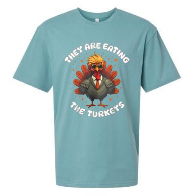 They Are Eating The Turkeys Funny Thankgiving Turkey Sueded Cloud Jersey T-Shirt