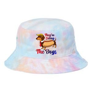 They Are Eating The Dogs Meme Dachshund Donald Trump Debate Tie Dye Newport Bucket Hat