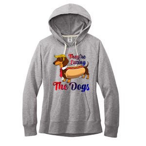 They Are Eating The Dogs Meme Dachshund Donald Trump Debate Women's Fleece Hoodie