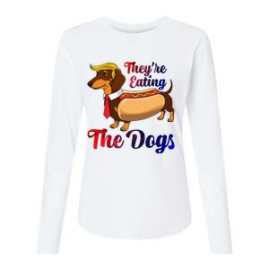 They Are Eating The Dogs Meme Dachshund Donald Trump Debate Womens Cotton Relaxed Long Sleeve T-Shirt