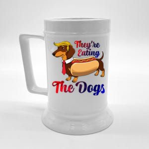 They Are Eating The Dogs Meme Dachshund Donald Trump Debate Beer Stein