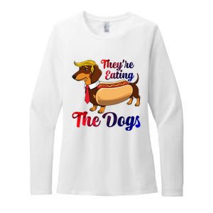 They Are Eating The Dogs Meme Dachshund Donald Trump Debate Womens CVC Long Sleeve Shirt