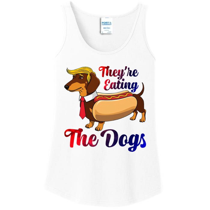 They Are Eating The Dogs Meme Dachshund Donald Trump Debate Ladies Essential Tank