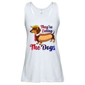 They Are Eating The Dogs Meme Dachshund Donald Trump Debate Ladies Essential Flowy Tank