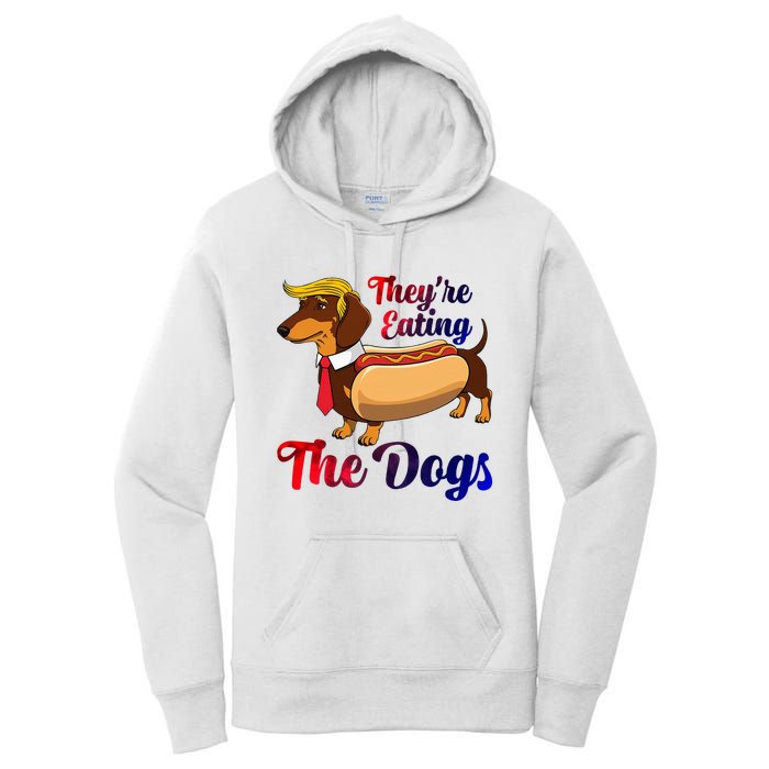 They Are Eating The Dogs Meme Dachshund Donald Trump Debate Women's Pullover Hoodie