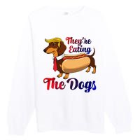 They Are Eating The Dogs Meme Dachshund Donald Trump Debate Premium Crewneck Sweatshirt