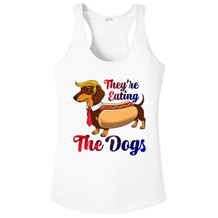 They Are Eating The Dogs Meme Dachshund Donald Trump Debate Ladies PosiCharge Competitor Racerback Tank