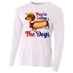 They Are Eating The Dogs Meme Dachshund Donald Trump Debate Cooling Performance Long Sleeve Crew