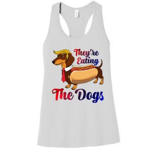 They Are Eating The Dogs Meme Dachshund Donald Trump Debate Women's Racerback Tank