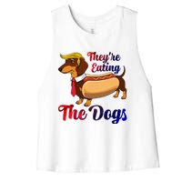 They Are Eating The Dogs Meme Dachshund Donald Trump Debate Women's Racerback Cropped Tank