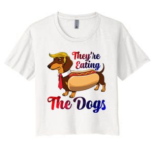 They Are Eating The Dogs Meme Dachshund Donald Trump Debate Women's Crop Top Tee