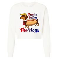 They Are Eating The Dogs Meme Dachshund Donald Trump Debate Cropped Pullover Crew