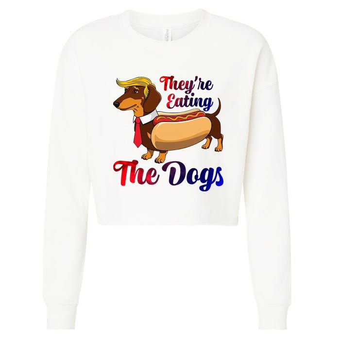 They Are Eating The Dogs Meme Dachshund Donald Trump Debate Cropped Pullover Crew