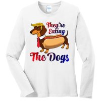 They Are Eating The Dogs Meme Dachshund Donald Trump Debate Ladies Long Sleeve Shirt