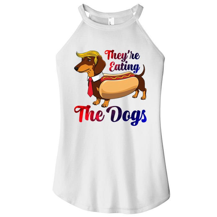 They Are Eating The Dogs Meme Dachshund Donald Trump Debate Women's Perfect Tri Rocker Tank