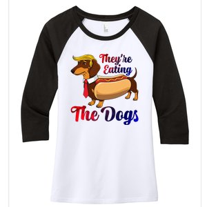 They Are Eating The Dogs Meme Dachshund Donald Trump Debate Women's Tri-Blend 3/4-Sleeve Raglan Shirt