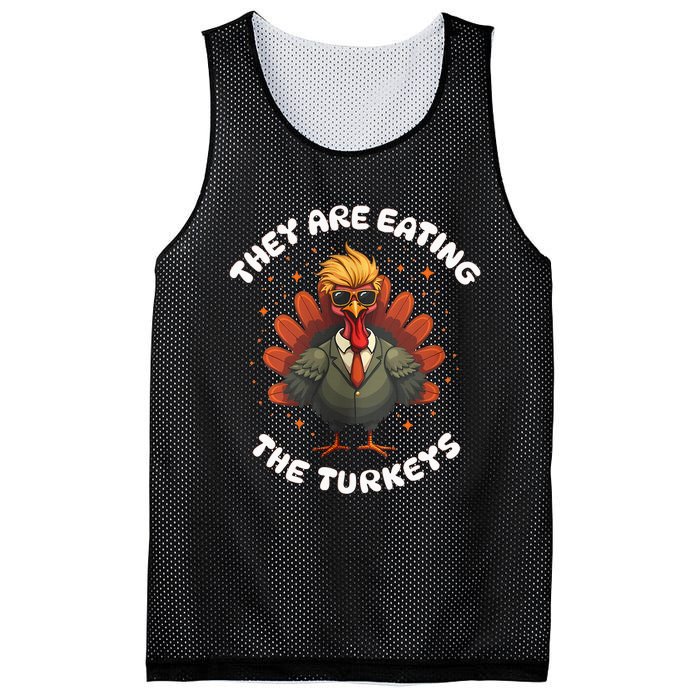 They Are Eating The Turkeys Funny Thankgiving Turkey Mesh Reversible Basketball Jersey Tank