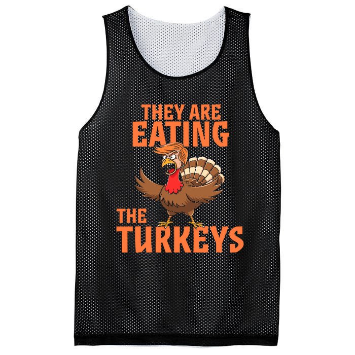 They Are Eating Turkey Funny Donald Trump Thanksgiving Mesh Reversible Basketball Jersey Tank