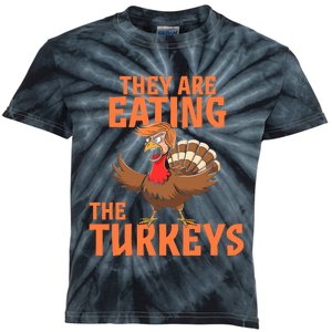 They Are Eating Turkey Funny Donald Trump Thanksgiving Kids Tie-Dye T-Shirt