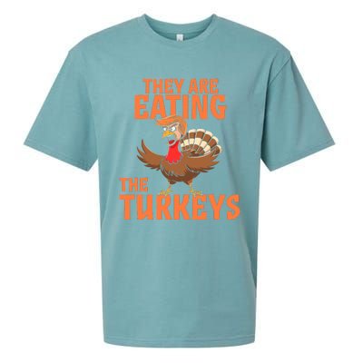 They Are Eating Turkey Funny Donald Trump Thanksgiving Sueded Cloud Jersey T-Shirt