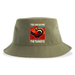 They Are Eating Turkey Funny Donald Trump Thanksgiving Sustainable Bucket Hat