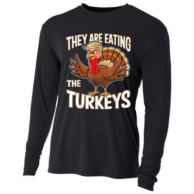 They Are Eating The Turkeys Funny Thanksgiving Cooling Performance Long Sleeve Crew