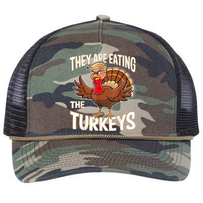 They Are Eating The Turkeys Funny Thanksgiving Retro Rope Trucker Hat Cap