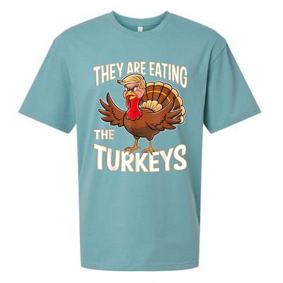 They Are Eating The Turkeys Funny Thanksgiving Sueded Cloud Jersey T-Shirt