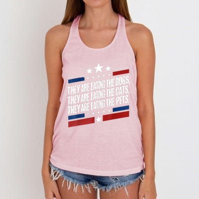 They Are Eating The Dogs The Cats The Pets Funny Trump Women's Knotted Racerback Tank