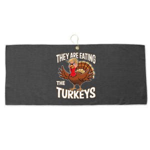 They Are Eating The Turkeys Thanksgiving Large Microfiber Waffle Golf Towel