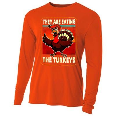 They Are Eating Turkey Funny Donald Trump Cooling Performance Long Sleeve Crew