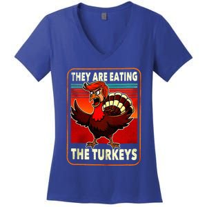 They Are Eating Turkey Funny Donald Trump Women's V-Neck T-Shirt