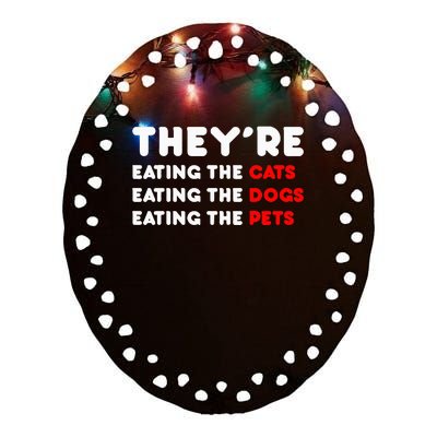 They Are Eating The Dogs Ceramic Oval Ornament