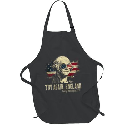 Try Again England George Washington 1776 Usa 4th Of July Full-Length Apron With Pockets