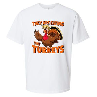 They Are Eating The Turkeys Funny Donald Trump Thanksgiving Sueded Cloud Jersey T-Shirt