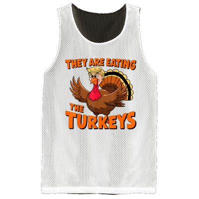 They Are Eating The Turkeys Funny Donald Trump Thanksgiving Mesh Reversible Basketball Jersey Tank