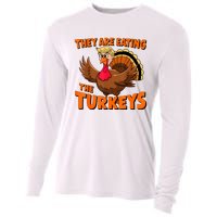 They Are Eating The Turkeys Funny Donald Trump Thanksgiving Cooling Performance Long Sleeve Crew